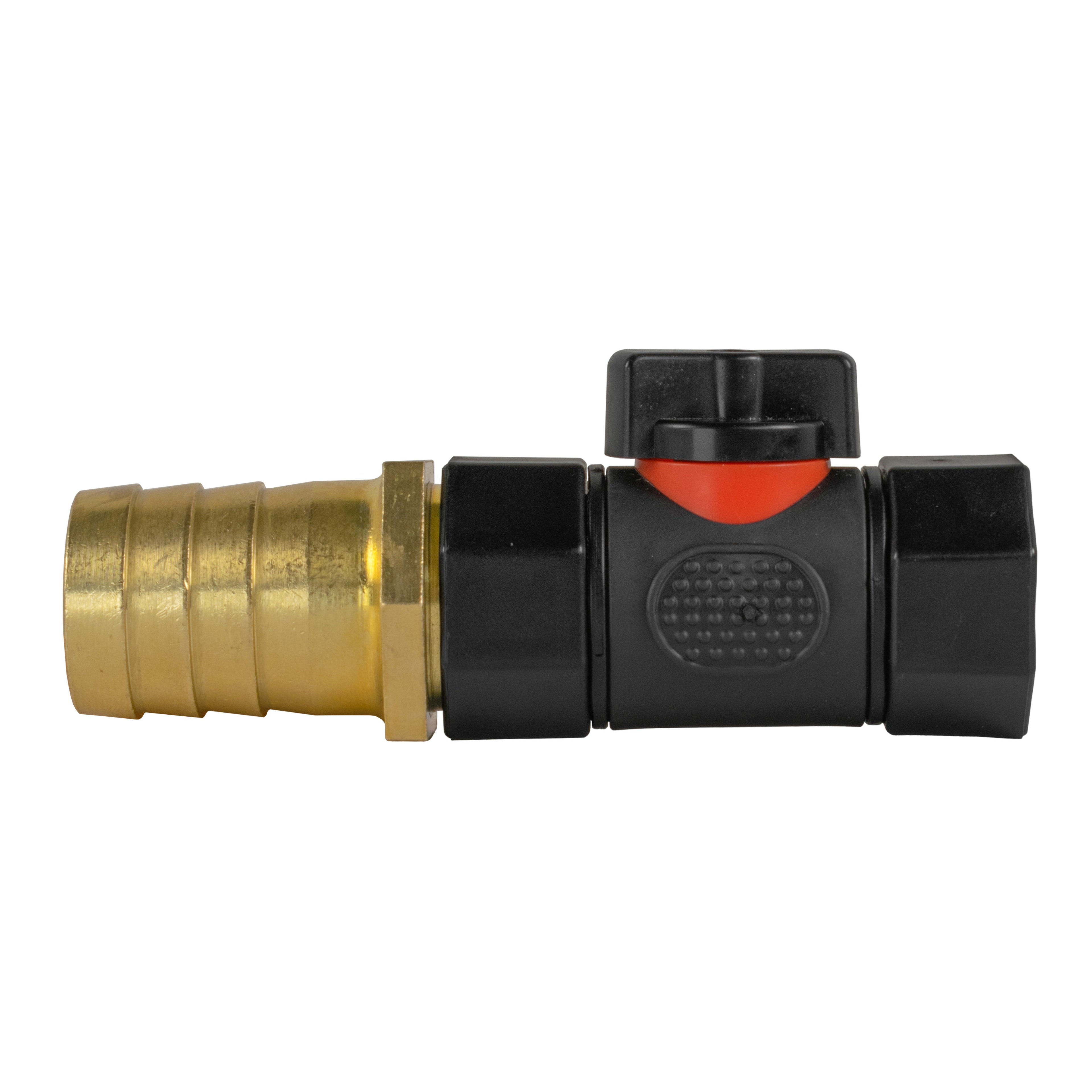 25mm Brass Barb with In-Line BSPF Threaded Valve Garden Hose Pipe Barb Connector