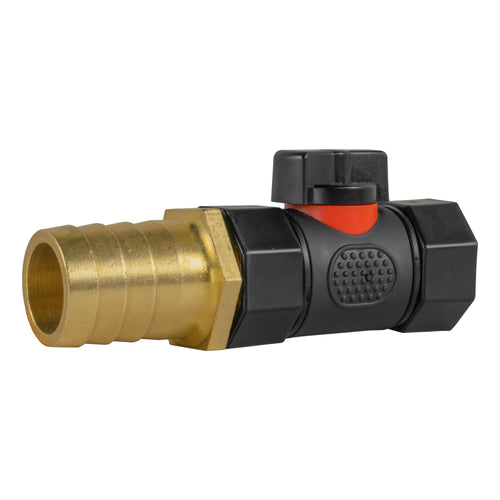 25mm Brass Barb with In-Line BSPF Threaded Valve Garden Hose Pipe Barb Connector