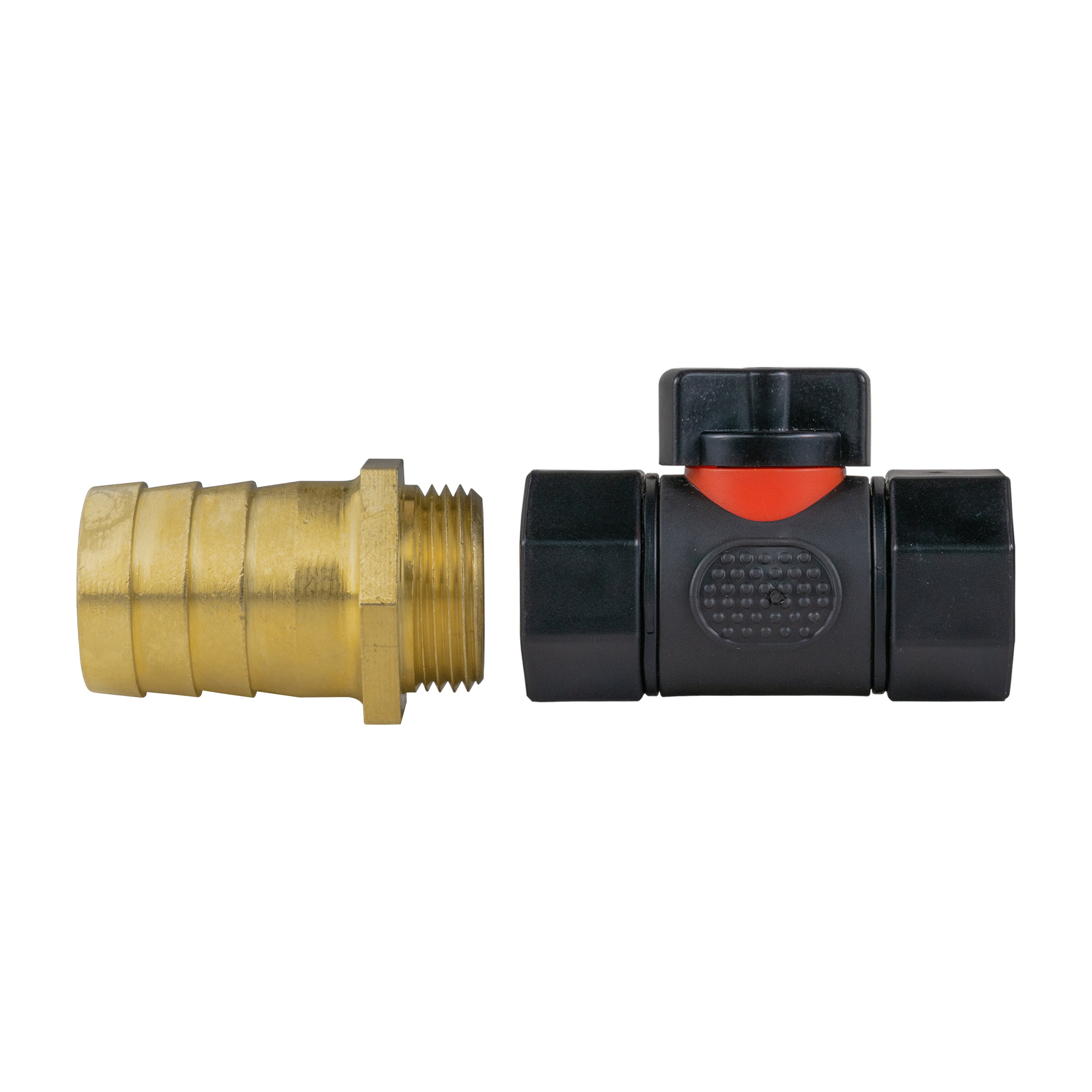 25mm Brass Barb with In-Line BSPF Threaded Valve Garden Hose Pipe Barb Connector