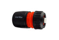 Female Hose Connector With Stop, 1/2in or 5/8in Hose, Black Orange