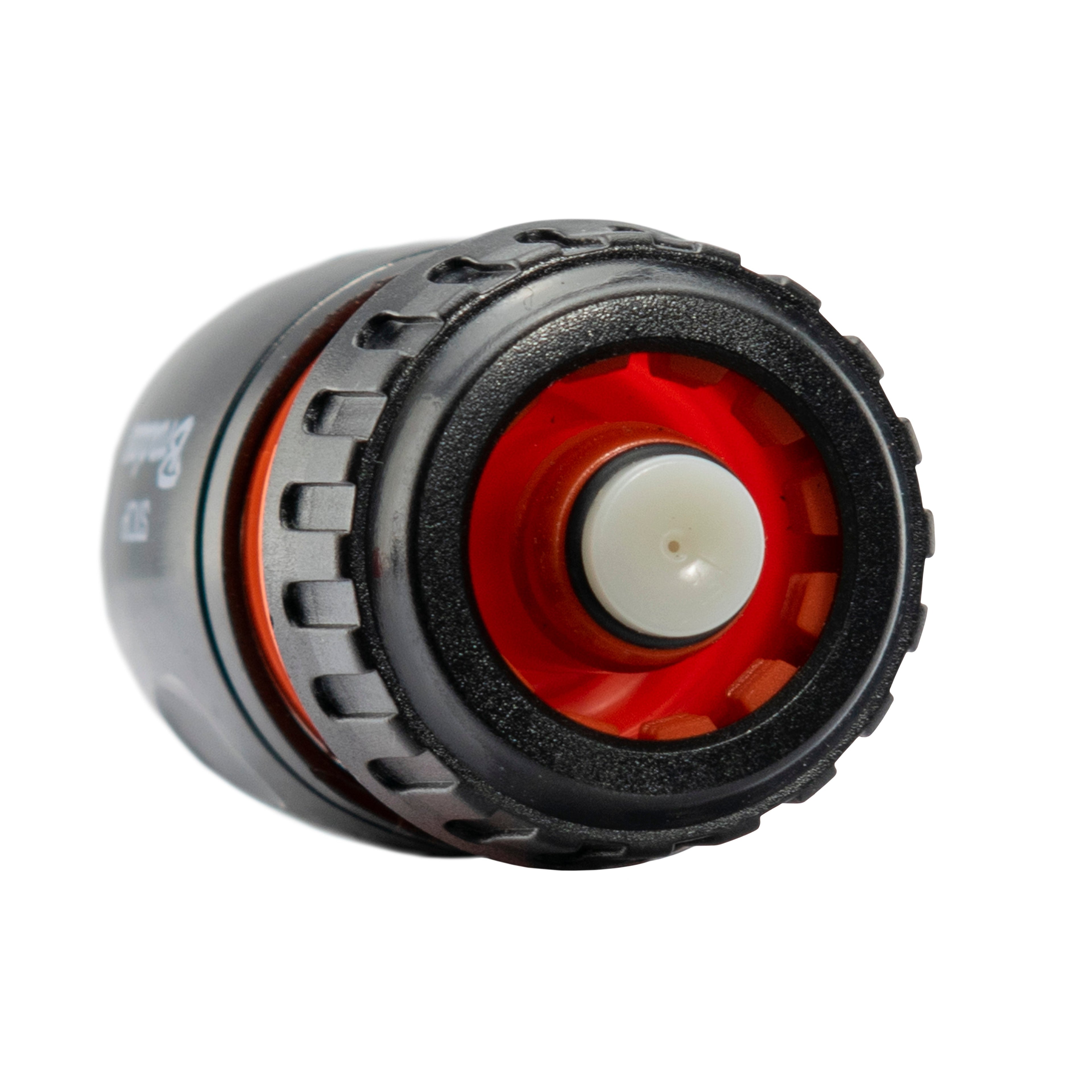 Female Hose Connector With Stop, 1/2in or 5/8in Hose, Black Orange