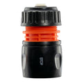 Female Hose Connector With Stop, 1/2in or 5/8in Hose, Black Orange