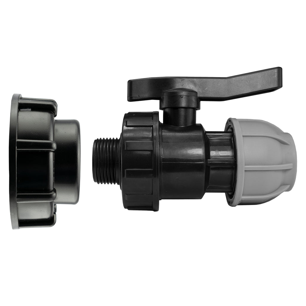 IBC 2 S60X6 Cap with 25mm MDPE Valve MDPE Pipe Connector Drip Irrigation Fitting