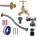Brass Barbed Bib Tap FULL Connection Kit Outdoor Watering Kit Hose Connector Set