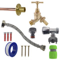 Brass Barbed Bib Tap FULL Connection Kit Outdoor Watering Kit Hose Connector Set
