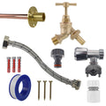 Brass Barbed Bib Tap FULL Connection Kit Outdoor Watering Kit Hose Connector Set