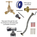 Brass Barbed Bib Tap FULL Connection Kit Outdoor Watering Kit Hose Connector Set