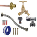 Brass Barbed Bib Tap FULL Connection Kit Outdoor Watering Kit Hose Connector Set